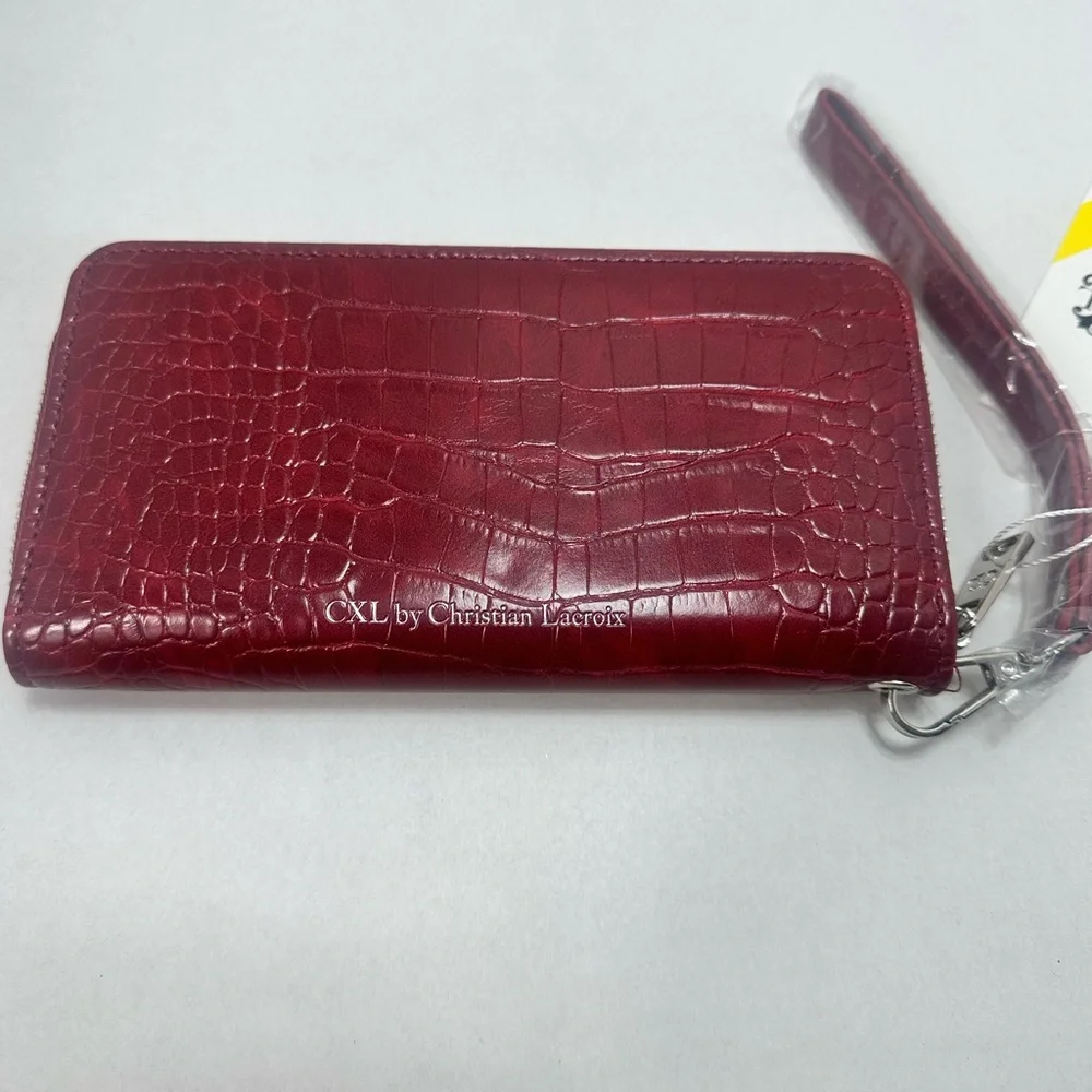 CXL‎ by Christian Lacroix Kara Croco Zip Around Wristlet Wallet Red NWT